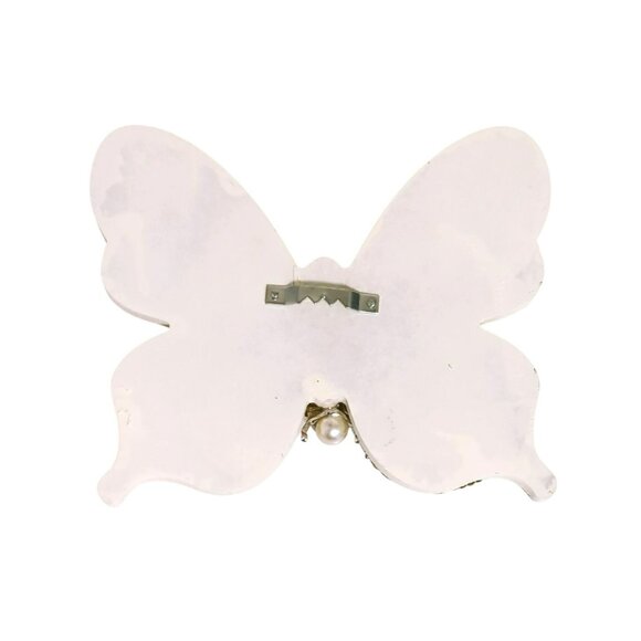 Handcrafted Butterfly Jewelry Wall Art Decor With Vintage Accents Repurposed - Picture 6 of 6